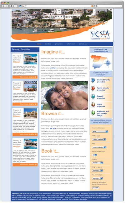 Siesta Spanish Rentals website