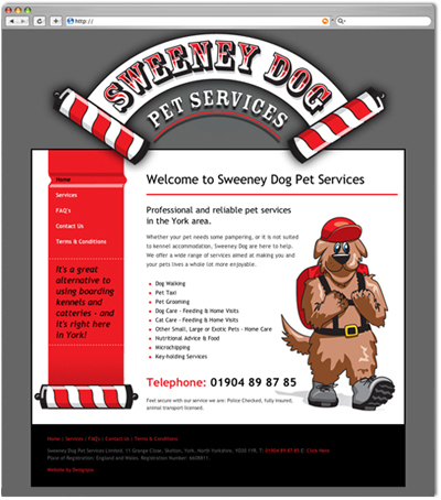 Sweeney Dog Pet Service website