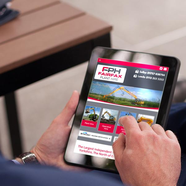 fairfax plant hire website design on an ipad